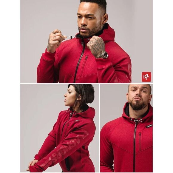 Flag Nor Fail Unisex Full Zip Performance Fleece Hoodie in Red Size Small - Picture 5 of 7